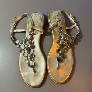 Vince Camuto Gold Crystal Embellished Sandals